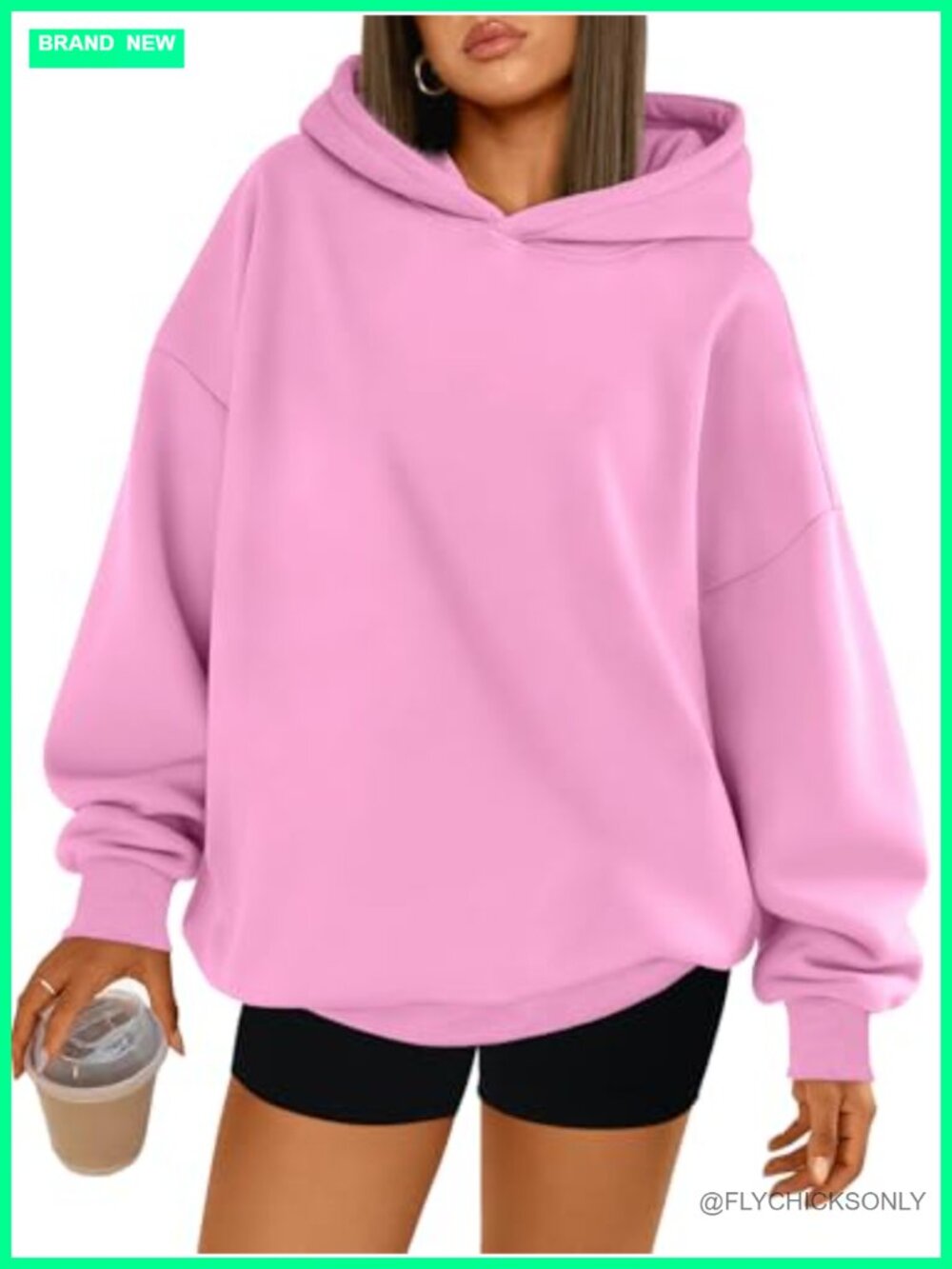 Oversized Hoodie Fleece Lined Pullover Sweatshirt Drop Shoulder Comfy